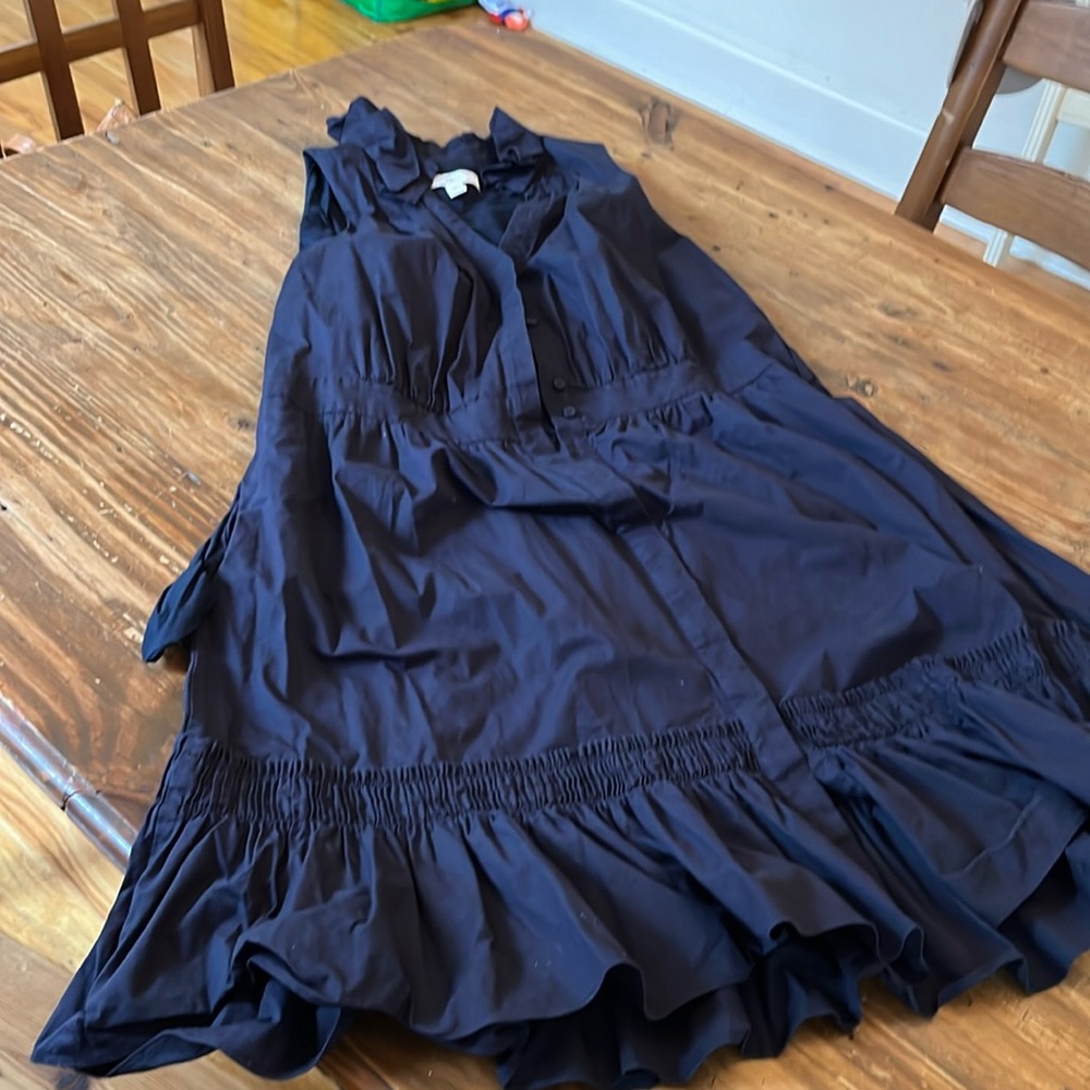 Nordstrom 1901 ruffle collar dress. Buttons at v-neck to waist. Fit and flare.